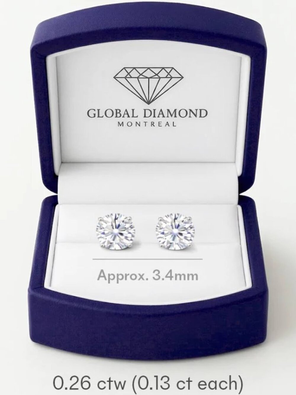 Lab growth diamons stud earrings total weight .26